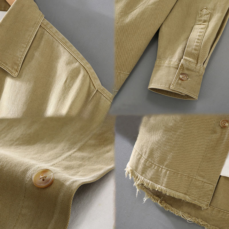 Chemise à manches longues en coton avec poche et ourlet à pompons pour homme Motif Buddha Stones - image 7