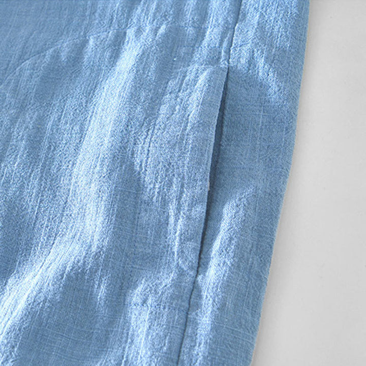 Veste en lin ramie à manches longues pour homme avec poches et boutons simples et imprimé Buddha Stones - image 15