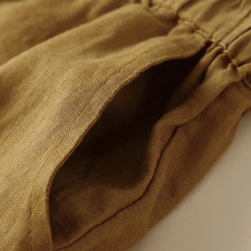 Short en coton à lacets avec poches et motif Buddha Stones, couleur unie, bas ajouré - image 28