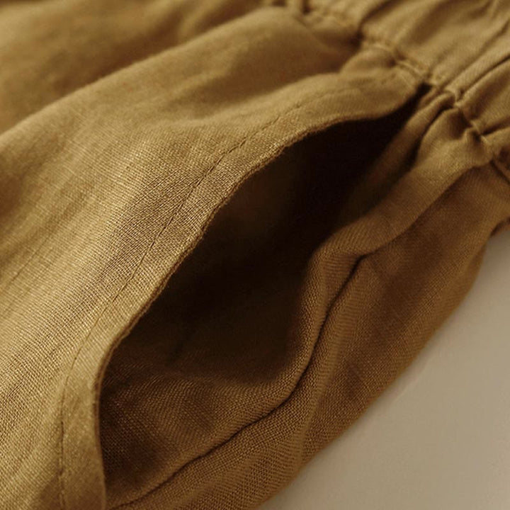 Short en coton à lacets avec poches et motif Buddha Stones, couleur unie, bas ajouré - image 28