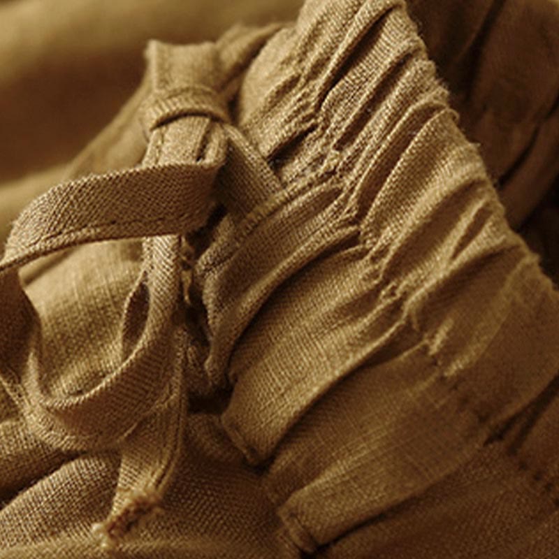 Short en coton à lacets avec poches et motif Buddha Stones, couleur unie, bas ajouré - image 26