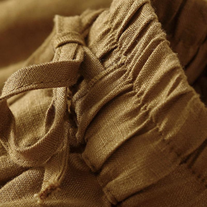 Short en coton à lacets avec poches et motif Buddha Stones, couleur unie, bas ajouré - image 26