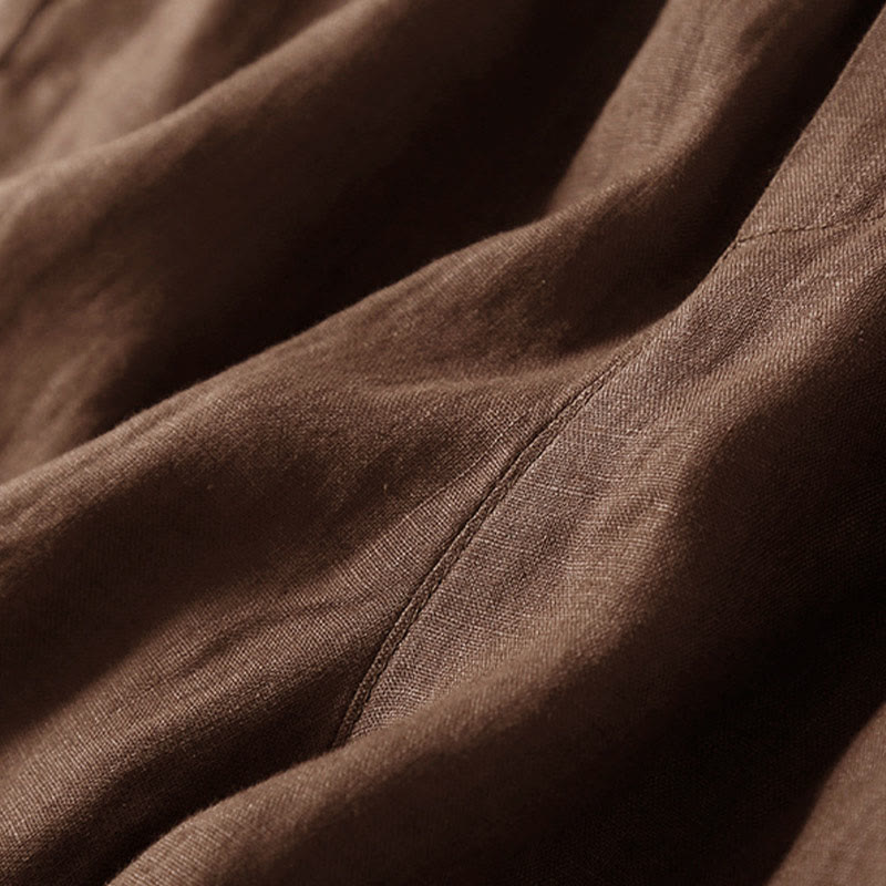 Short en coton à lacets avec poches et motif Buddha Stones, couleur unie, bas ajouré - image 41