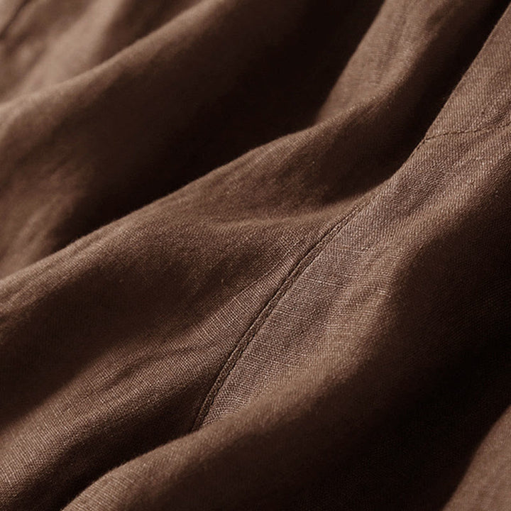 Short en coton à lacets avec poches et motif Buddha Stones, couleur unie, bas ajouré - image 41