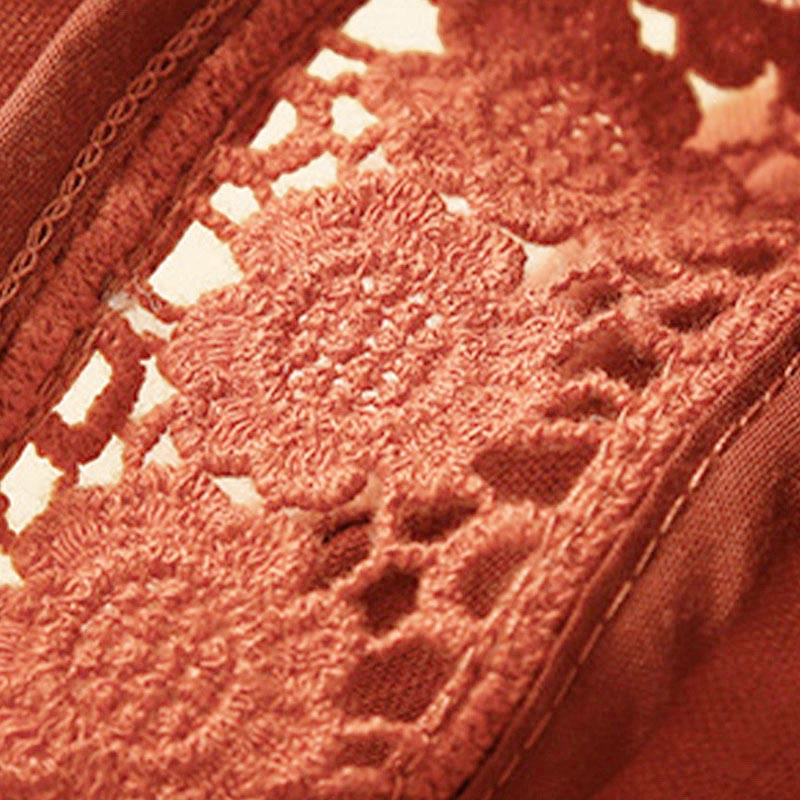 Short en coton à lacets avec poches et motif Buddha Stones, couleur unie, bas ajouré - image 49