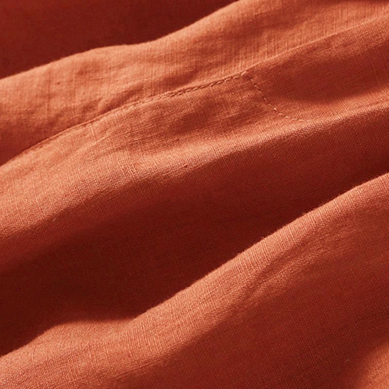 Short en coton à lacets avec poches et motif Buddha Stones, couleur unie, bas ajouré - image 45