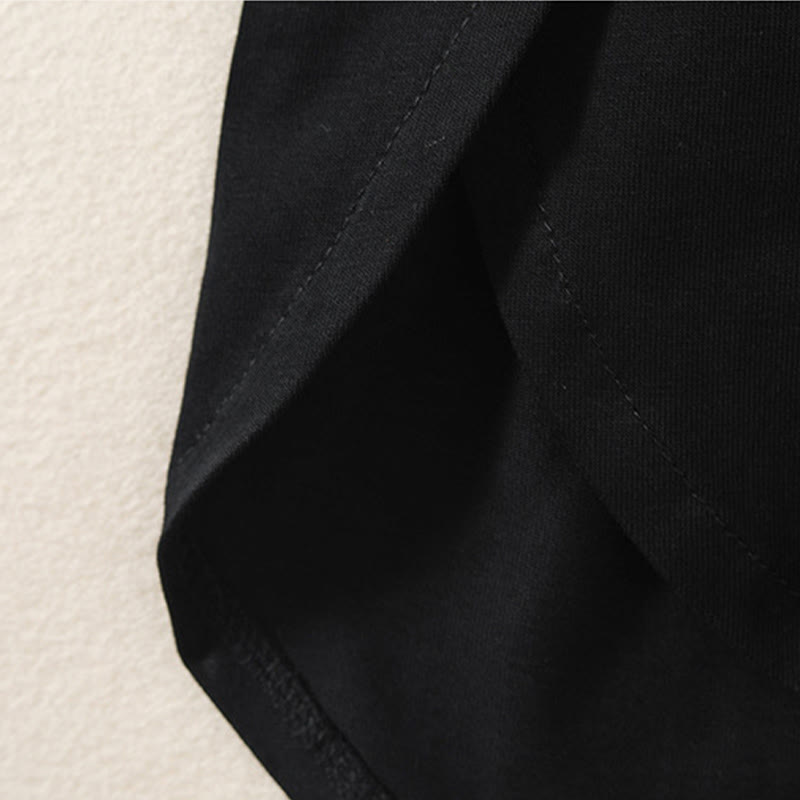 T-shirt décontracté à manches longues en coton et lin pur avec ourlet irrégulier et motif Buddha Stones pour femme - image 11