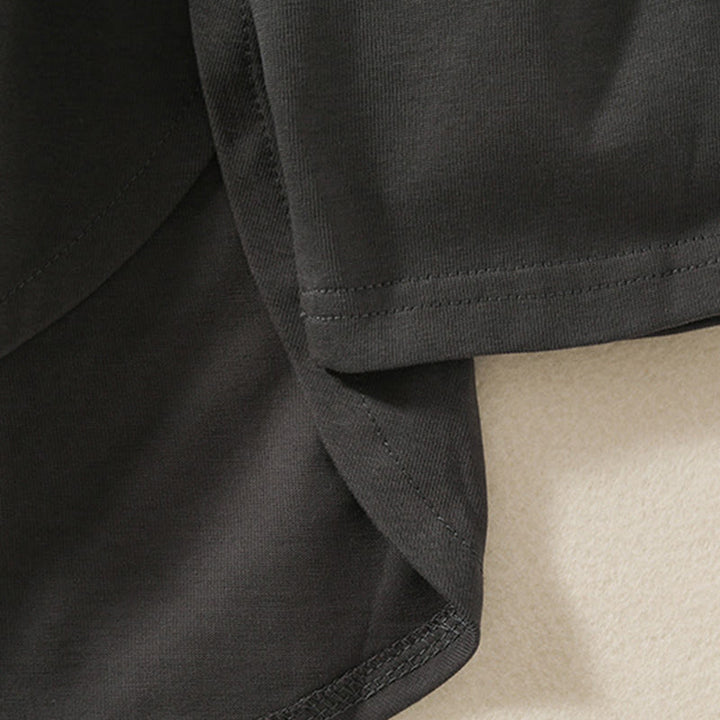 T-shirt décontracté à manches longues en coton et lin pur avec ourlet irrégulier et motif Buddha Stones pour femme - image 17