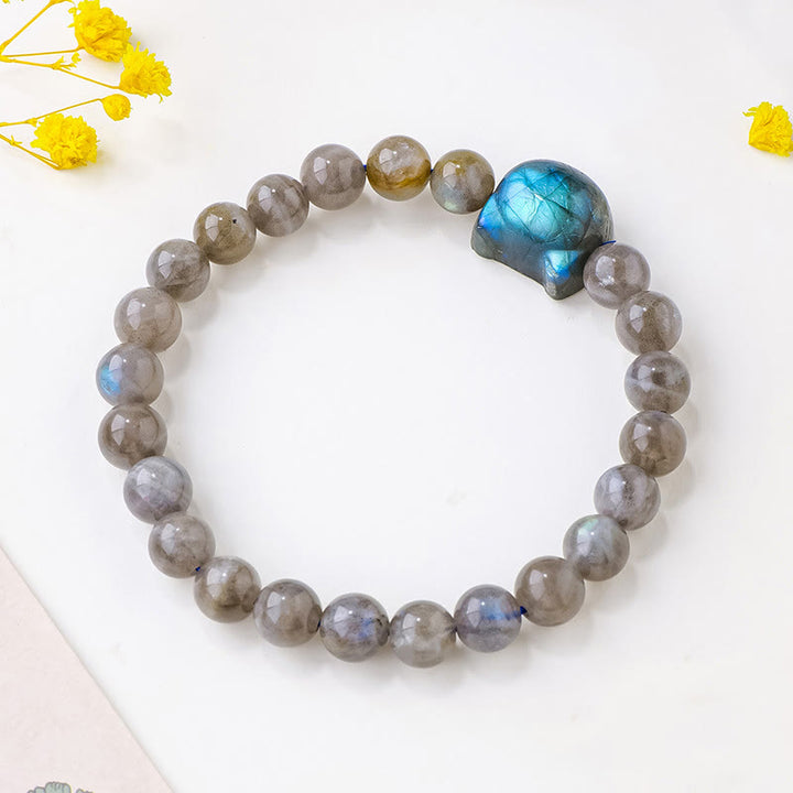 Bracelet de guérison et de changement en labradorite naturelle avec tête de chat Buddha Stones - image 2