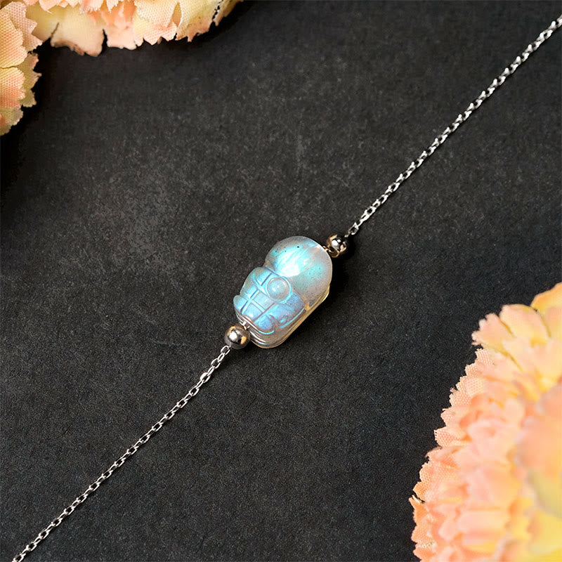 Bracelet de guérison en argent sterling 925 avec pierre de lune Pixiu et Buddha Stones - image 3