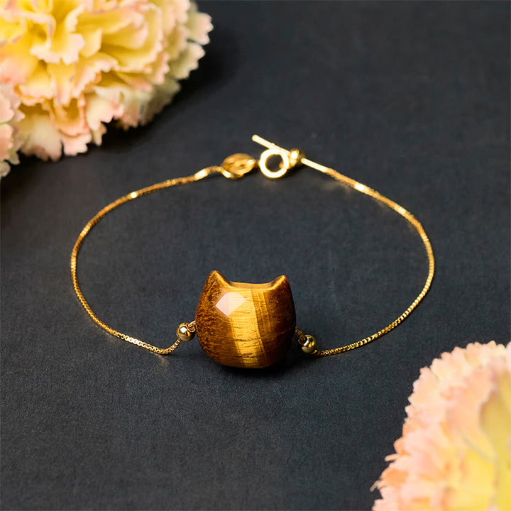 Bracelet de protection œil de tigre et chat en argent sterling 925 Buddha Stones - image 2