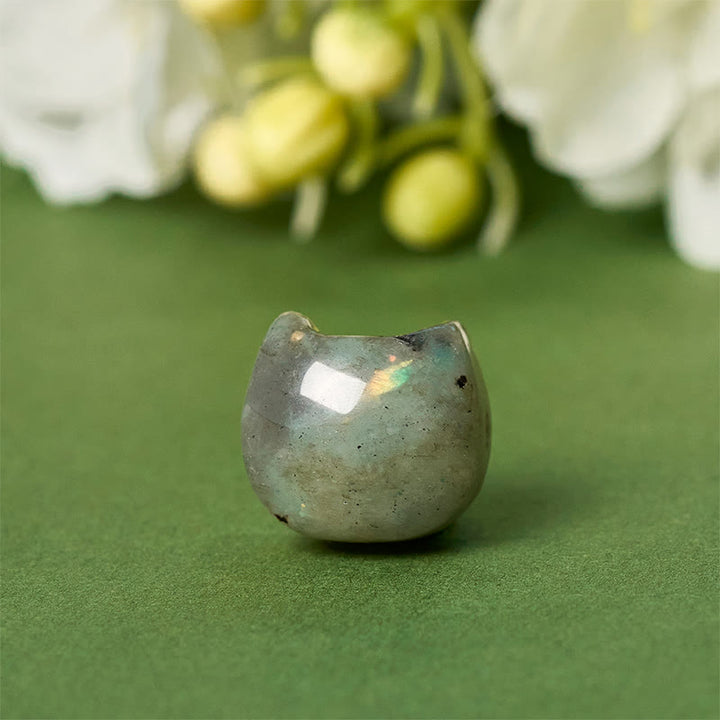 Bracelet de guérison en argent Buddha Stones 925 avec tête de chat sans visage et labradorite naturelle - image 8