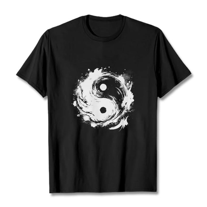 T-shirt à motif Yin Yang et Buddha Stones - Noir - 2XL - image 1