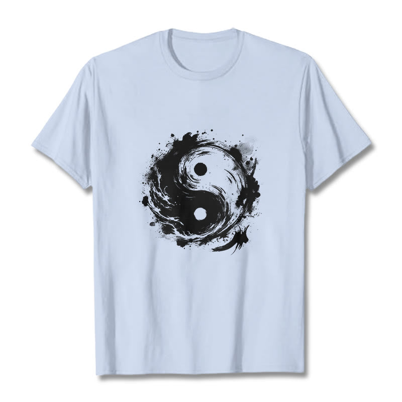T-shirt à motif Yin Yang et Buddha Stones - Cyan clair - 2XL - image 19