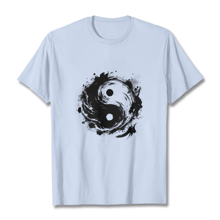 T-shirt à motif Yin Yang et Buddha Stones - Cyan clair - 2XL - image 19