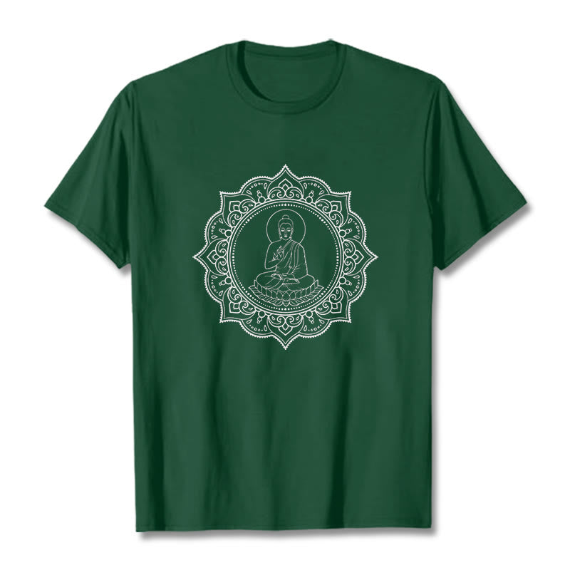 T-shirt à motif Buddha Stones de Bouddha - Forêt Verte - 2XL - image 1