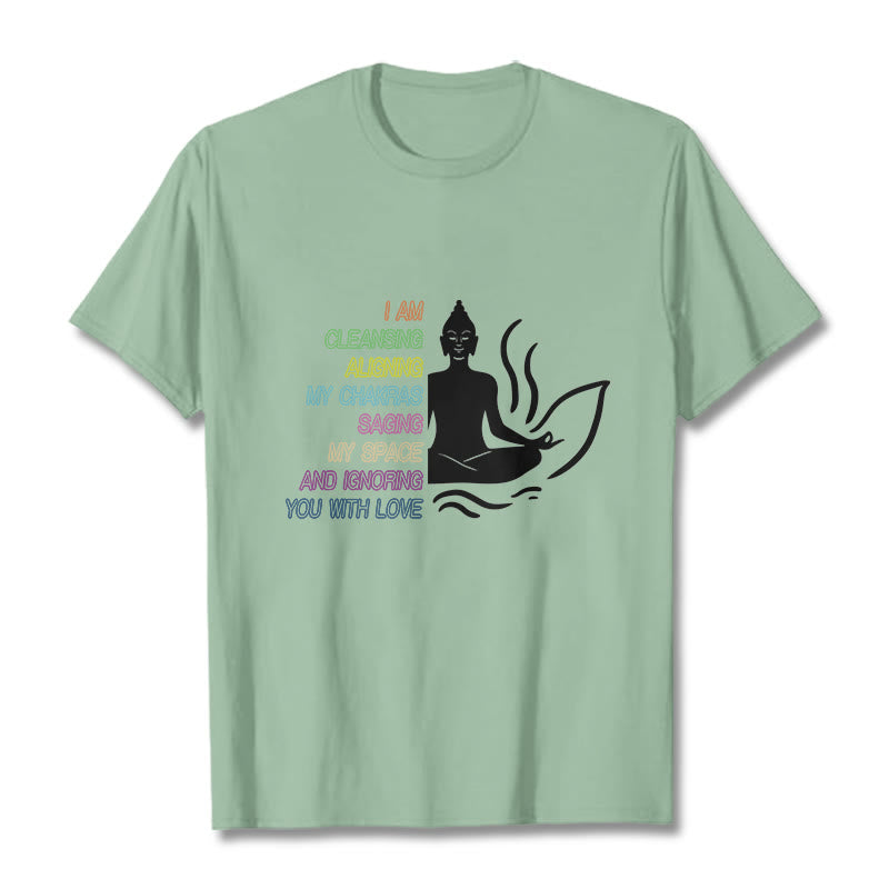 T-shirt avec motif Buddha Stones et Bouddha Fleur de Lotus Méditation - Vert pâle - 灰色 - image 15