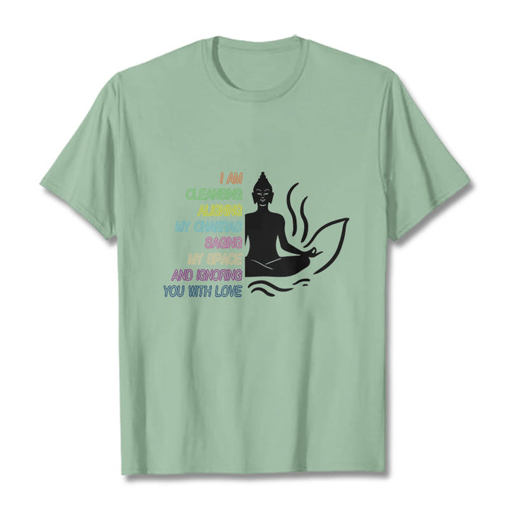 T-shirt avec motif Buddha Stones et Bouddha Fleur de Lotus Méditation - Vert pâle - 灰色 - image 15