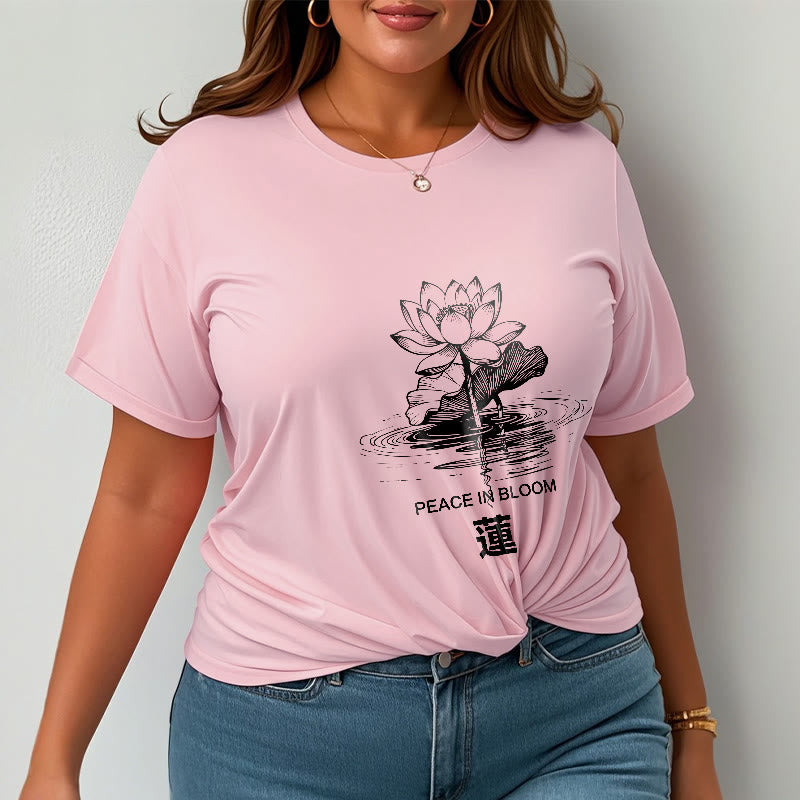 T-shirt en coton à motif ondulé Buddha Stones , fleur de lotus et feuille de lotus - image 14