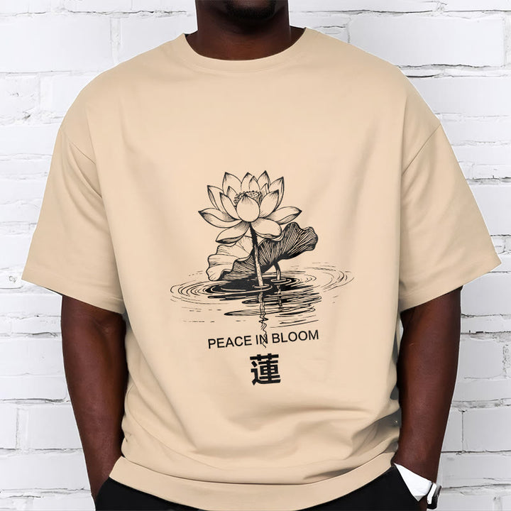 T-shirt en coton à motif ondulé Buddha Stones , fleur de lotus et feuille de lotus - image 10