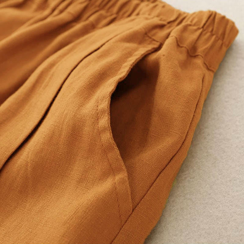 Short décontracté en coton uni avec poches pour femme Buddha Stones - image 3