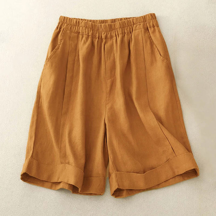 Short décontracté en coton uni avec poches pour femme Buddha Stones - Verge d'or - US12, UK/AU16, EU44 (4XL) - image 1