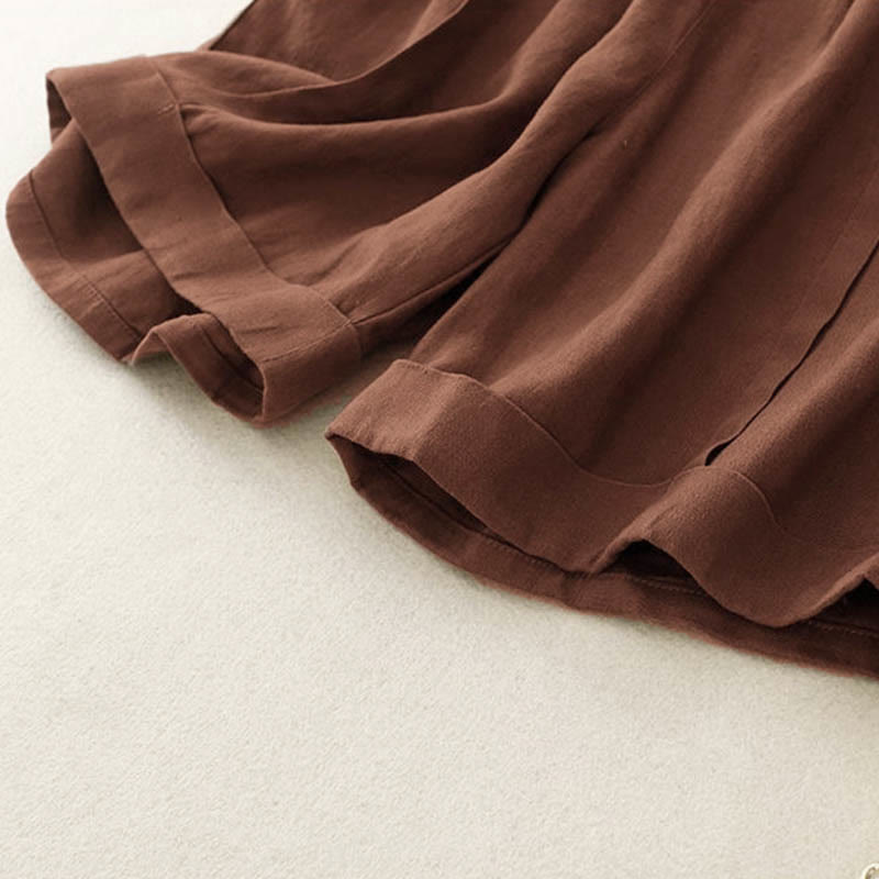 Short décontracté en coton uni avec poches pour femme Buddha Stones - image 16