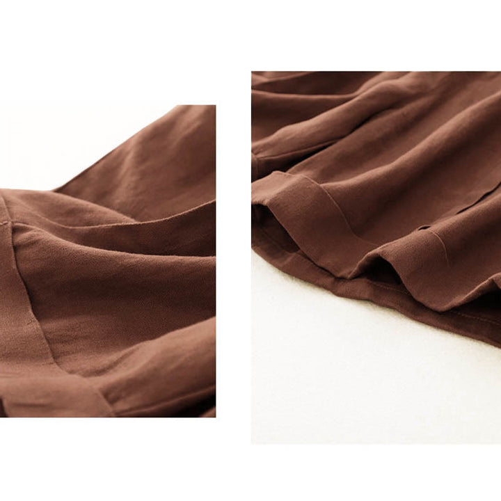 Short décontracté en coton uni avec poches pour femme Buddha Stones - image 19