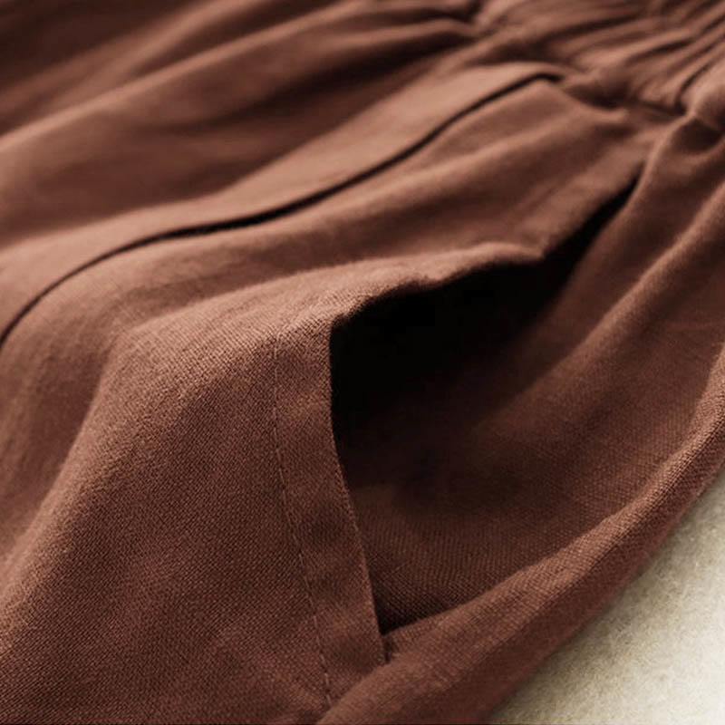 Short décontracté en coton uni avec poches pour femme Buddha Stones - image 18