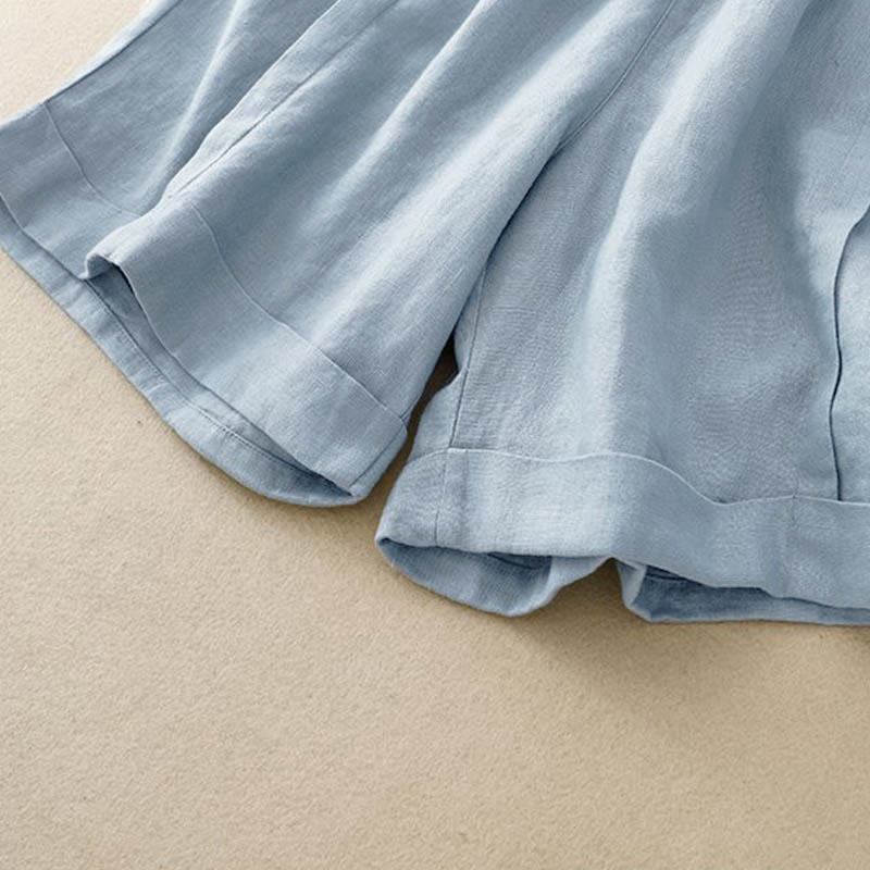 Short décontracté en coton uni avec poches pour femme Buddha Stones - image 21