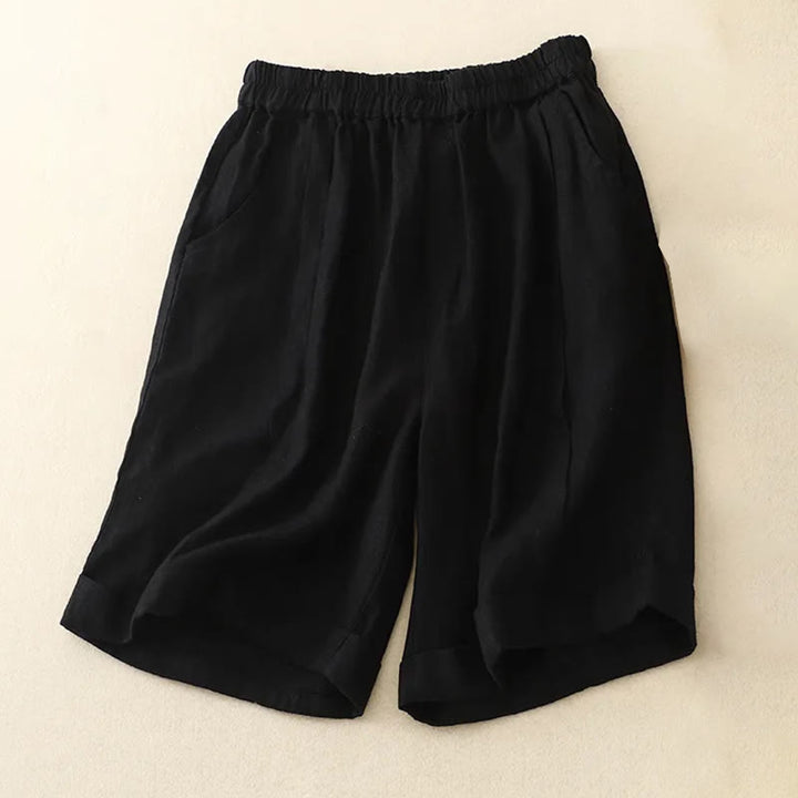 Short décontracté en coton uni avec poches pour femme Buddha Stones - Noir - US12, UK/AU16, EU44 (4XL) - image 26