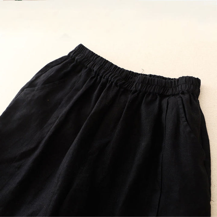 Short décontracté en coton uni avec poches pour femme Buddha Stones - image 29