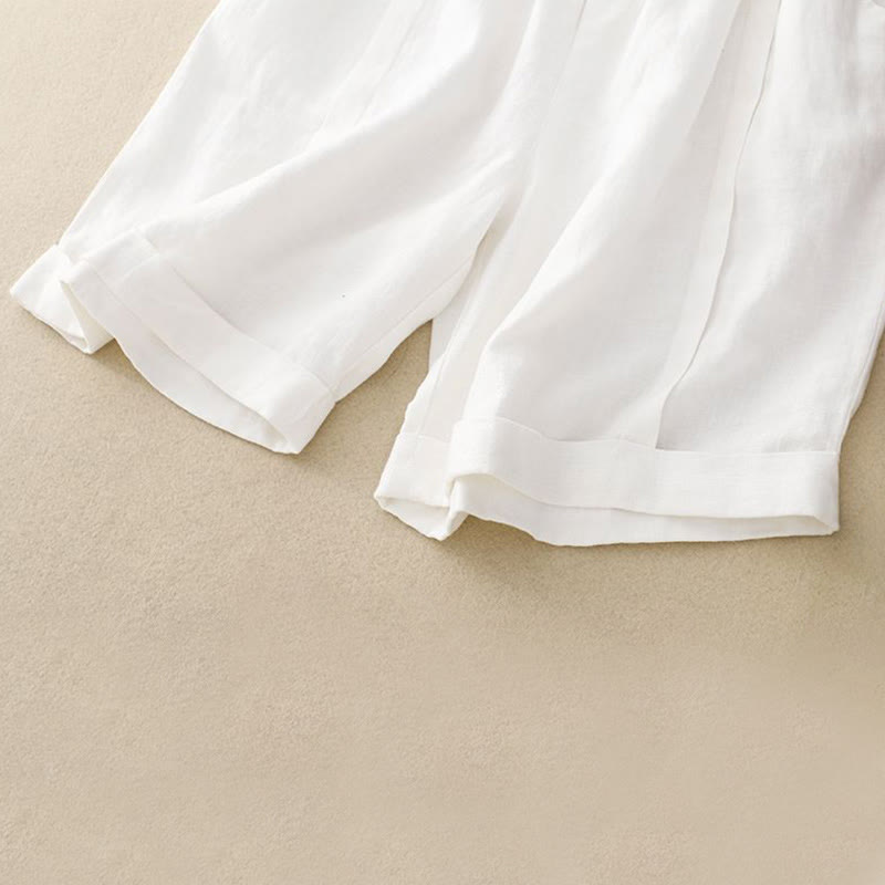 Short décontracté en coton uni avec poches pour femme Buddha Stones - image 35