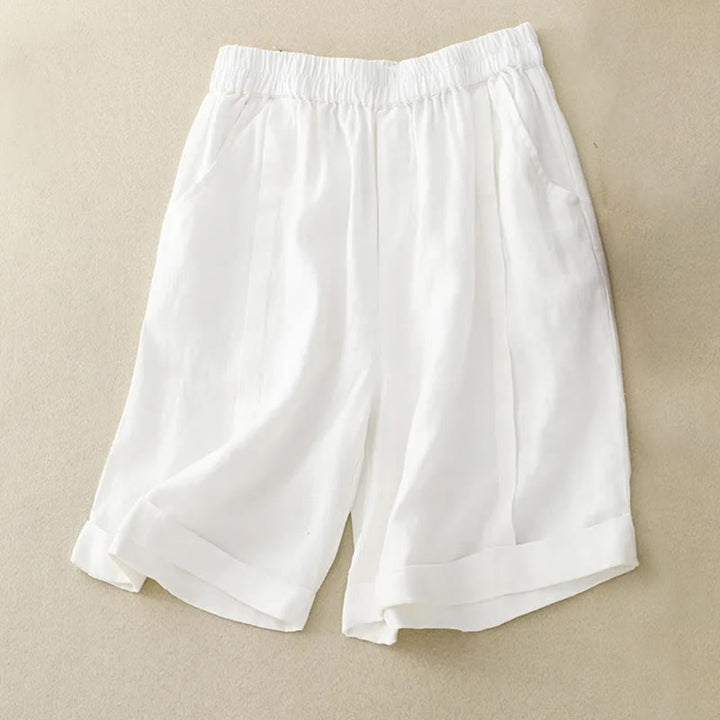 Short décontracté en coton uni avec poches pour femme Buddha Stones - Blanc - US12, UK/AU16, EU44 (4XL) - image 31