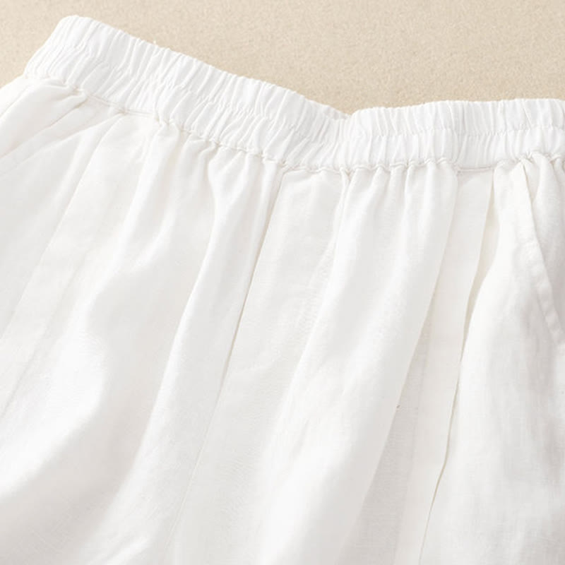 Short décontracté en coton uni avec poches pour femme Buddha Stones - image 36