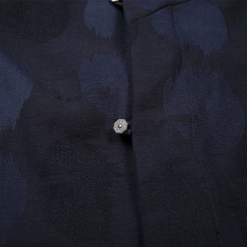 Chemise à manches longues en coton et lin avec boutons en jacquard Buddha Stones pour homme, doublée de polaire - image 3