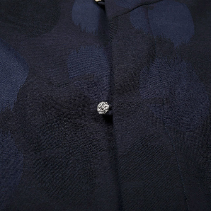 Chemise à manches longues en coton et lin avec boutons en jacquard Buddha Stones pour homme, doublée de polaire - image 3