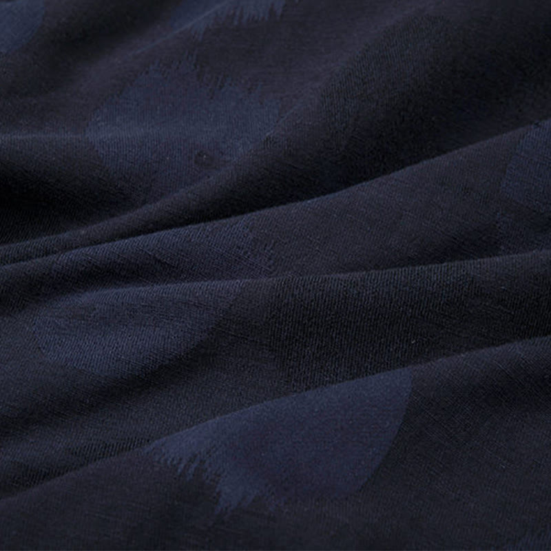 Chemise à manches longues en coton et lin avec boutons en jacquard Buddha Stones pour homme, doublée de polaire - image 4