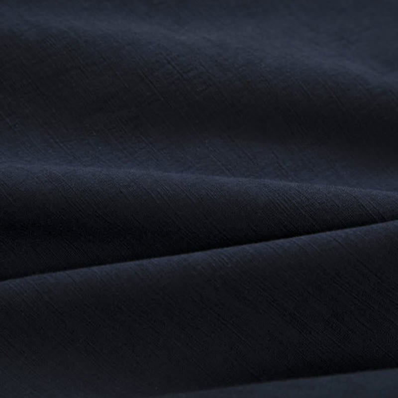 Buddha Stones en coton et lin à manches longues et boutons grenouille pour homme, doublure polaire, style kimono - image 5