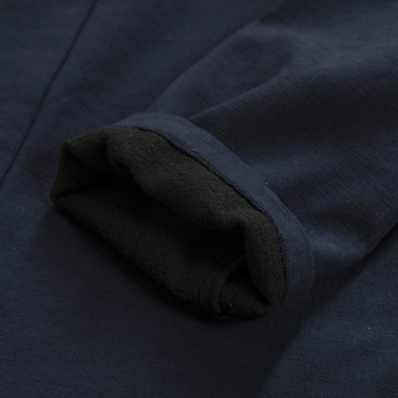 Buddha Stones en coton et lin à manches longues et boutons grenouille pour homme, doublure polaire, style kimono - image 6