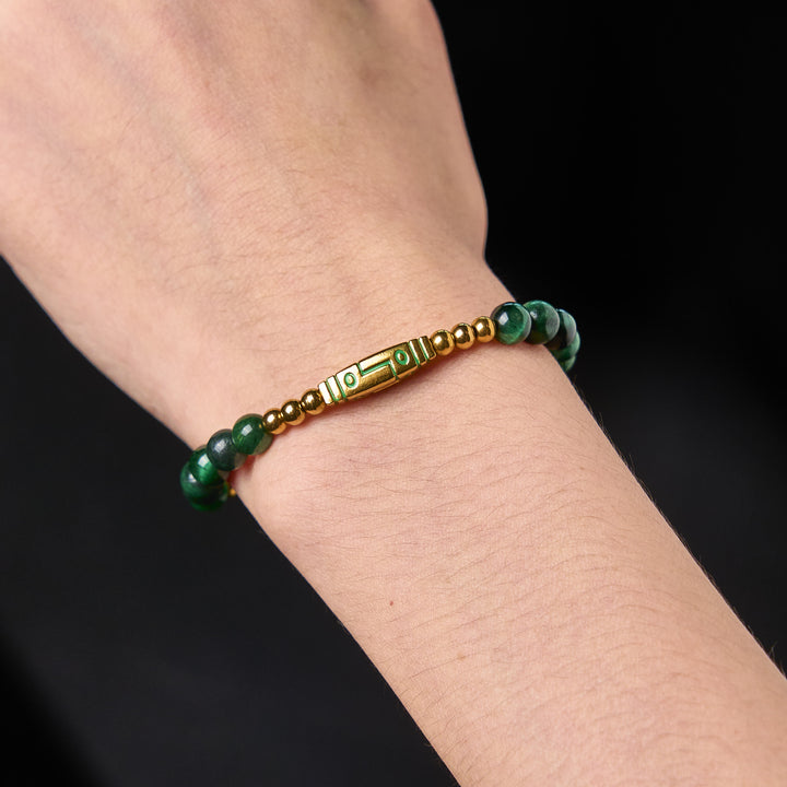 Bracelet de perles courageuses en œil de tigre avec joli motif osseux et Buddha Stones - image 12