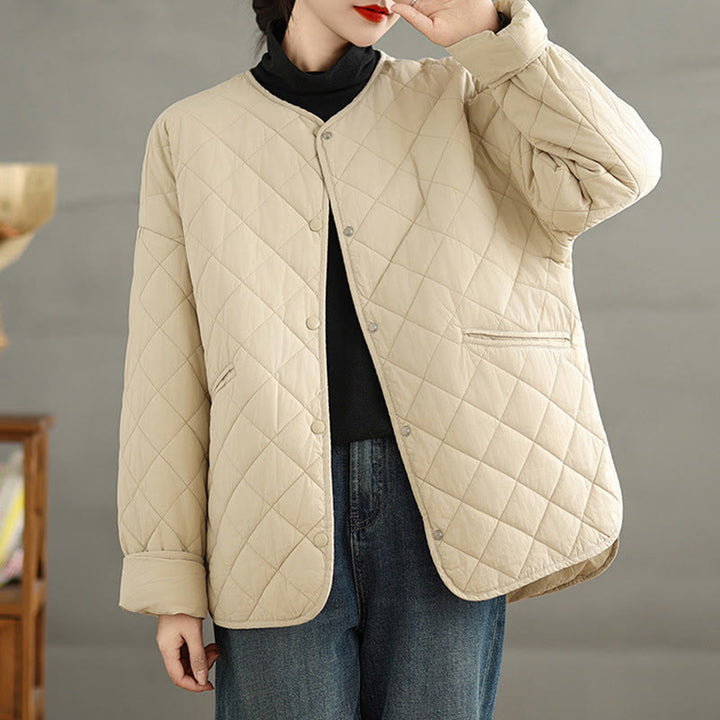 Veste matelassée thermique à manches longues et poches pour femme Buddha Stones, en coton, avec boutons - image 14