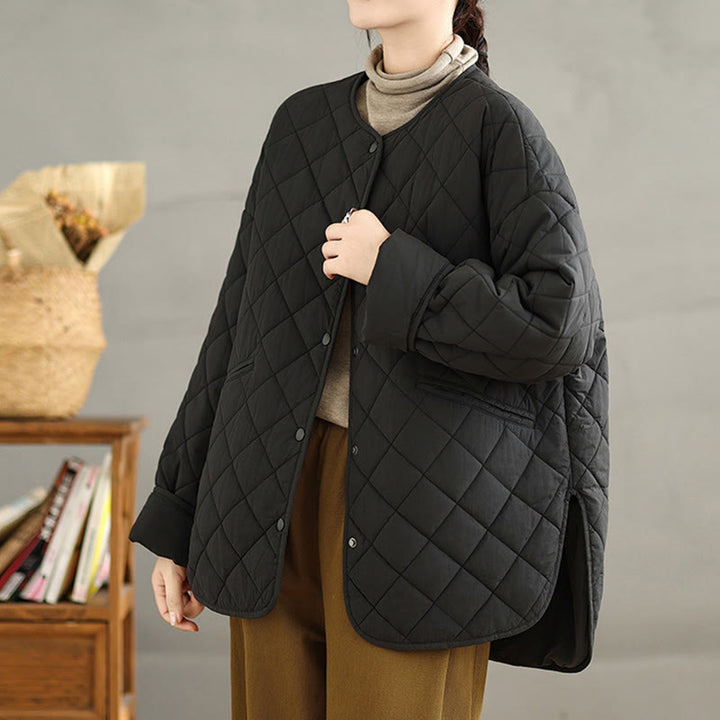 Veste matelassée thermique à manches longues et poches pour femme Buddha Stones, en coton, avec boutons - image 20