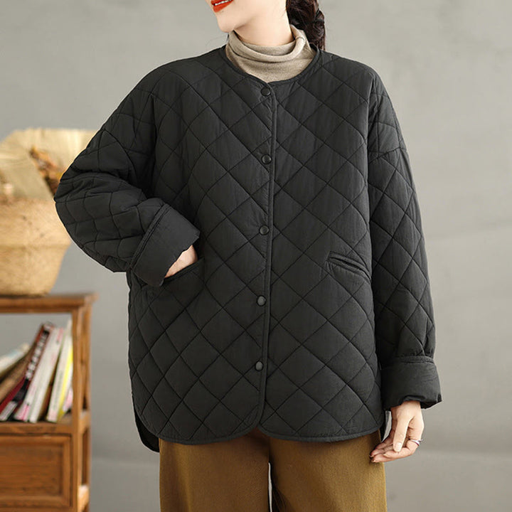 Veste matelassée thermique à manches longues et poches pour femme Buddha Stones, en coton, avec boutons - image 22