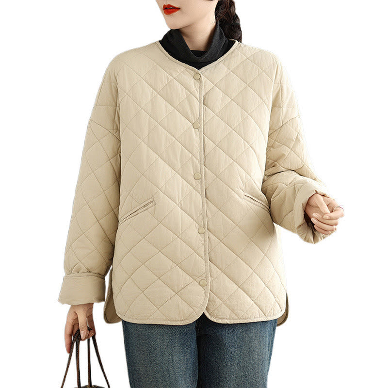 Veste matelassée thermique à manches longues et poches pour femme Buddha Stones, en coton, avec boutons - image 17