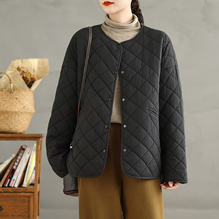 Veste matelassée thermique à manches longues et poches pour femme Buddha Stones, en coton, avec boutons - image 19
