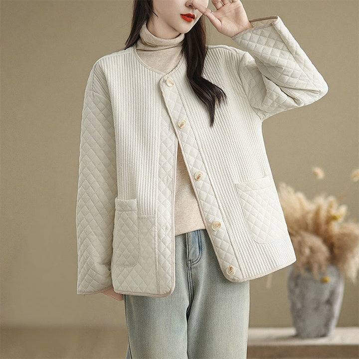 Veste en coton à manches longues et poches pour femme, style vintage, boutons et design simple, Buddha Stones - Blanc - US12,UK/AU16,EU44 (2XL) - image 6