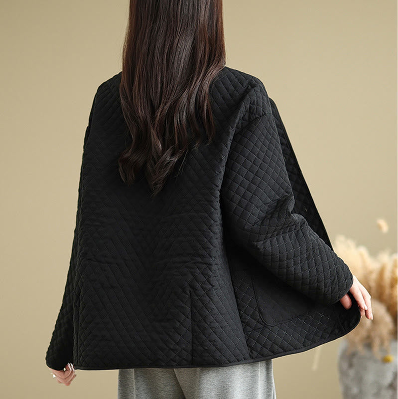 Veste en coton à manches longues et poches pour femme, style vintage, boutons et design simple, Buddha Stones - image 2