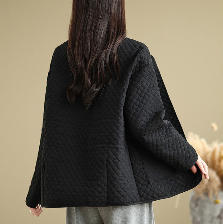 Veste en coton à manches longues et poches pour femme, style vintage, boutons et design simple, Buddha Stones - image 2