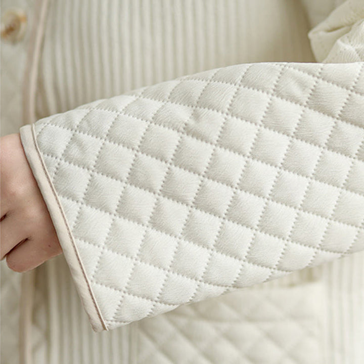 Veste en coton à manches longues et poches pour femme, style vintage, boutons et design simple, Buddha Stones - image 13